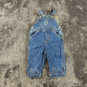 Vtg Gymboree Embroidered Denim Jean Overalls Girl XS 1-2 Years Rainbow Tag